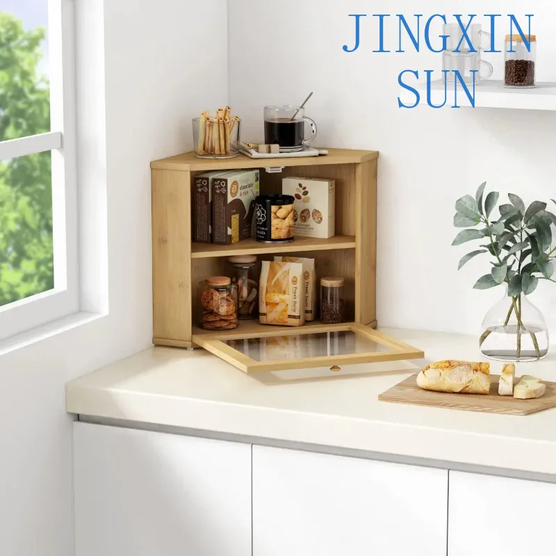 Kitchen Baking Corner - Kotak Roti Sudut Bambu 2 Tingkat