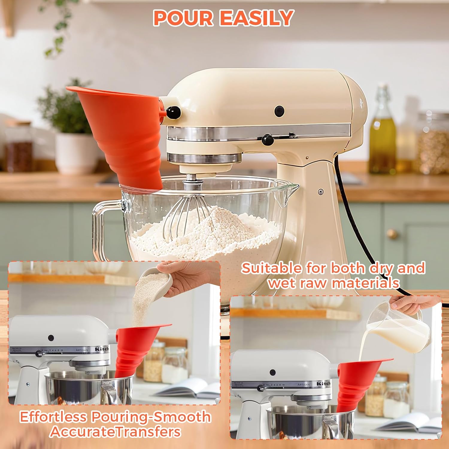 Corong Tepung Silikon Bebas BP - Kitchen Aid Baking Mixer ulasan dan harga
