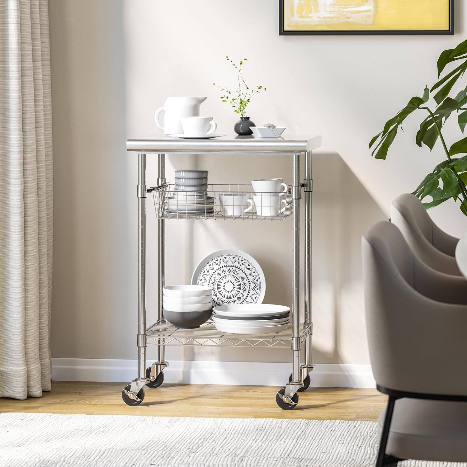 Meja Persiapan Makanan Komersi - Kitchen Baking Island ulasan dan harga